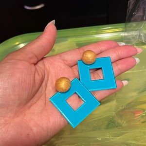 Blue Square Earrings